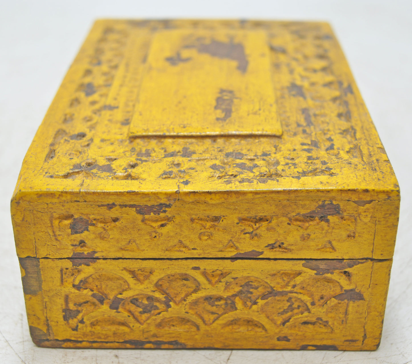 Vintage Wooden Small Jewelery Box Original Old Hand Crafted Painted