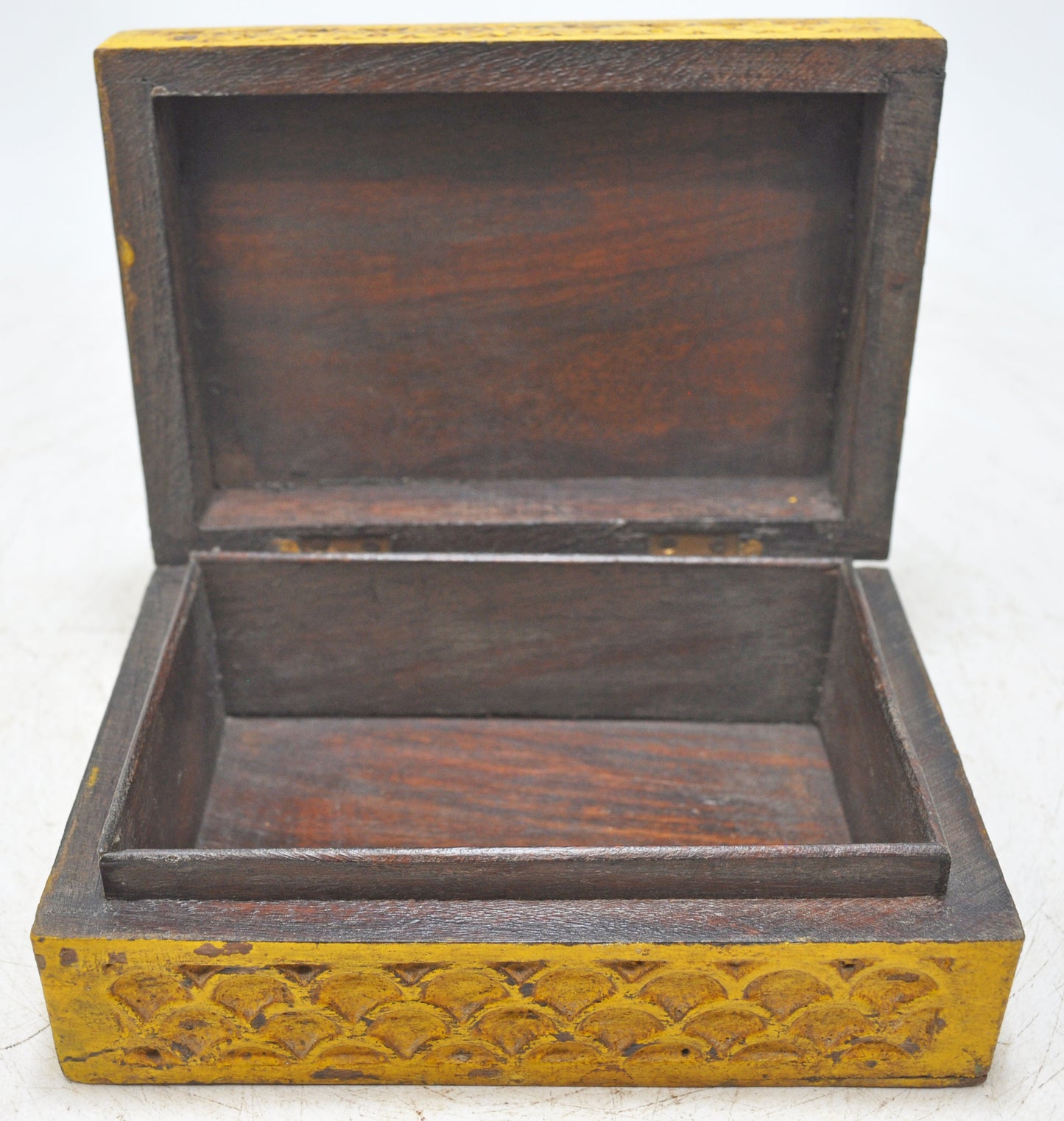 Vintage Wooden Small Jewelery Box Original Old Hand Crafted Painted