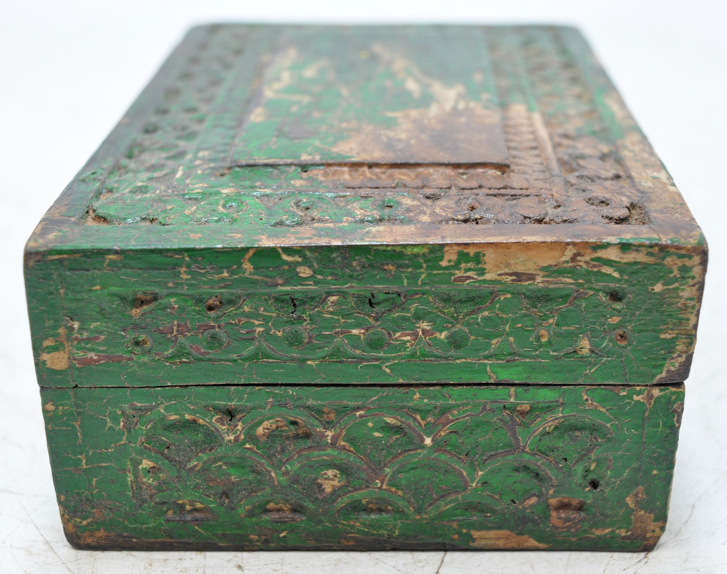 Vintage Wooden Small Jewelery Box Original Old Hand Crafted Painted