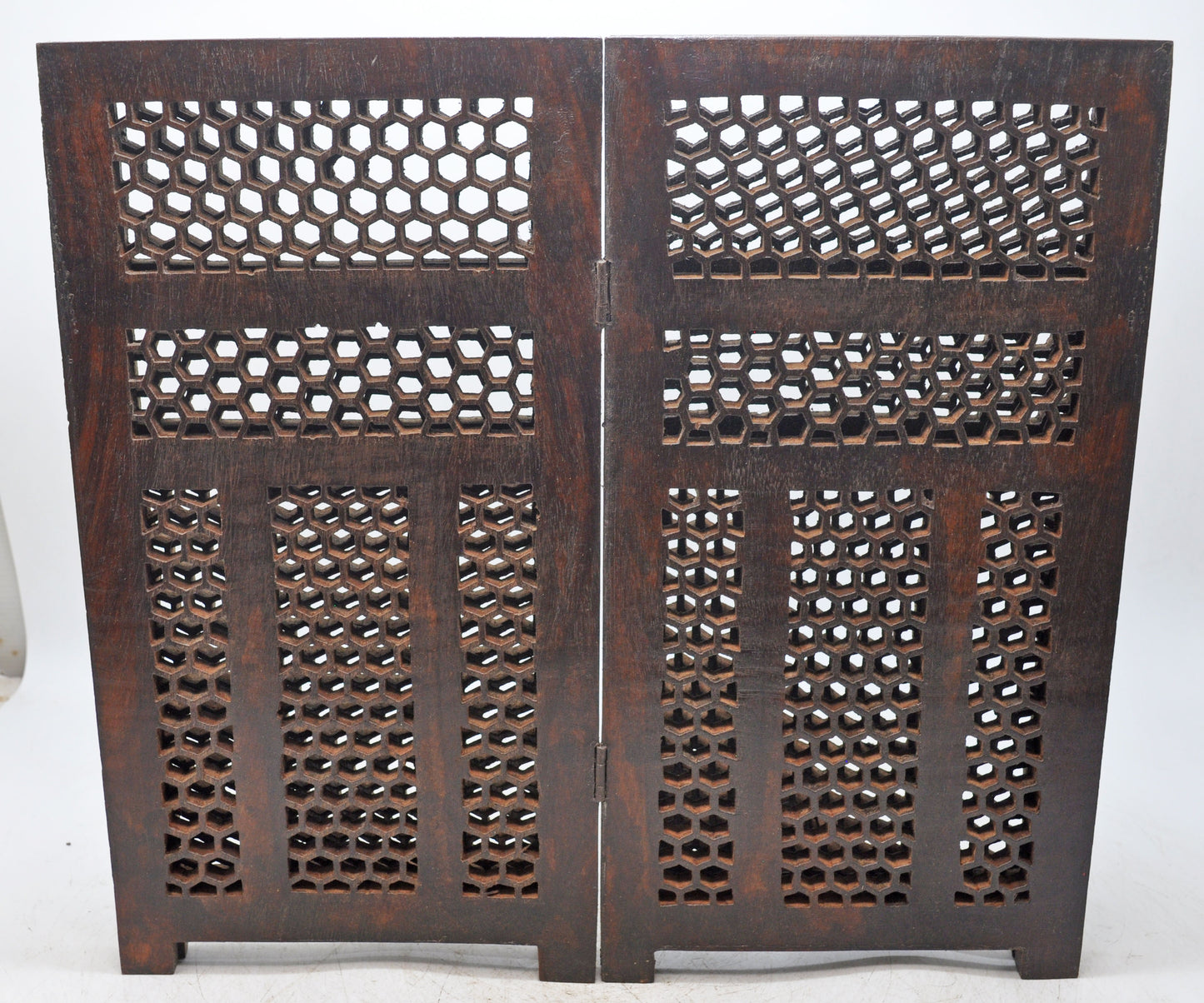 Vintage Wooden Short Desk Screen Original Old Fine Hand Carved Jali Design