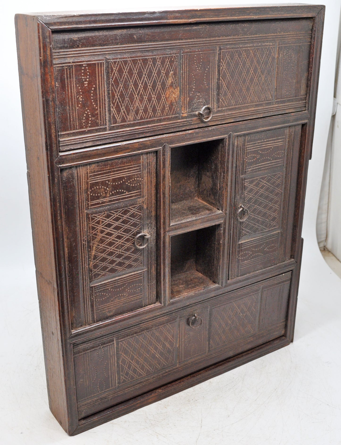 Antique Wooden Apothecary Tray Original Old Hand Crafted Carved