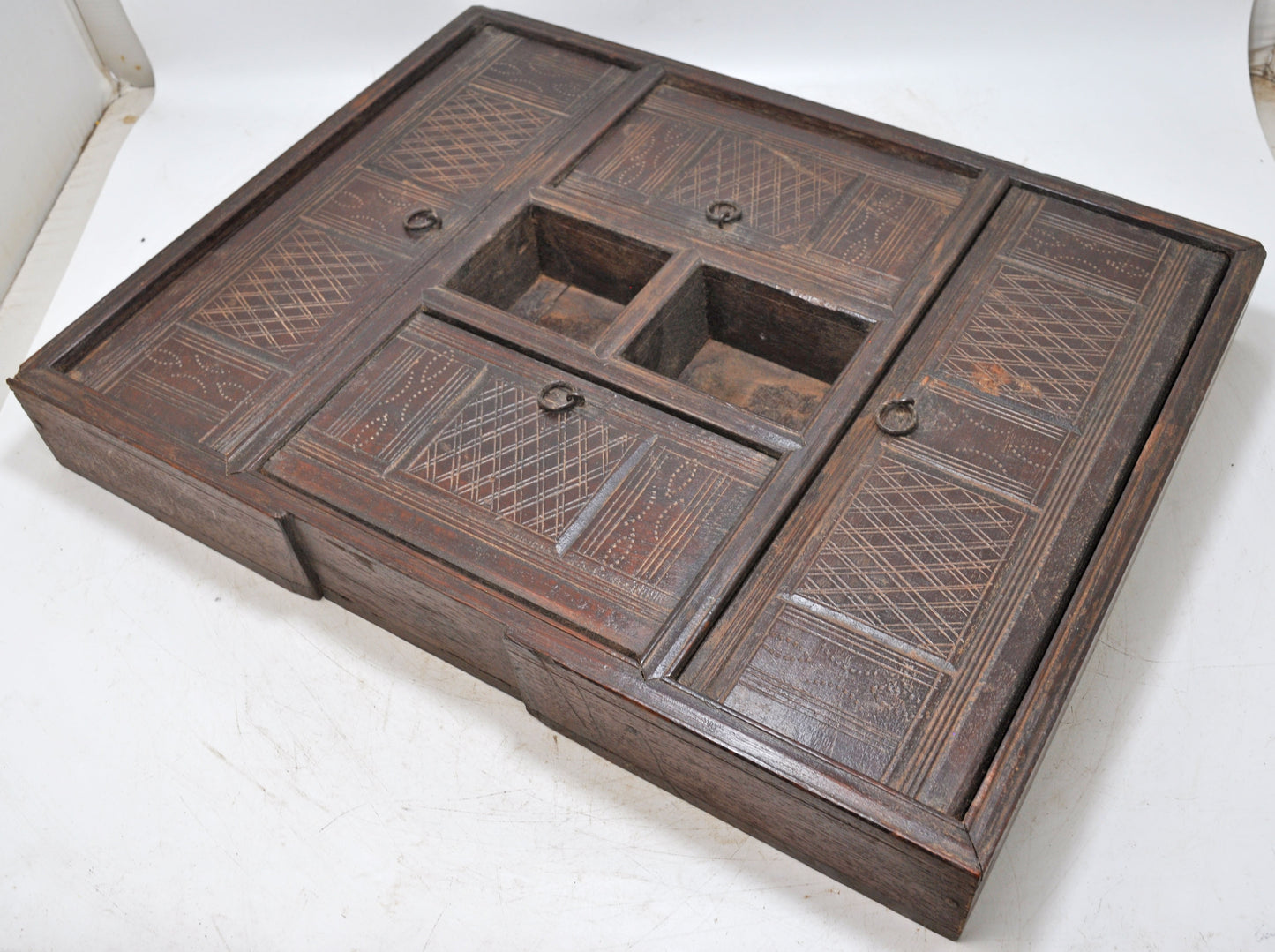 Antique Wooden Apothecary Tray Original Old Hand Crafted Carved