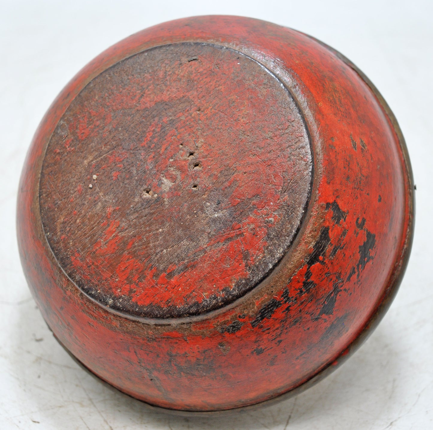 Antique Wooden Lacquer Painted Kum Kum Powder Tika Box Original Old Hand Carved