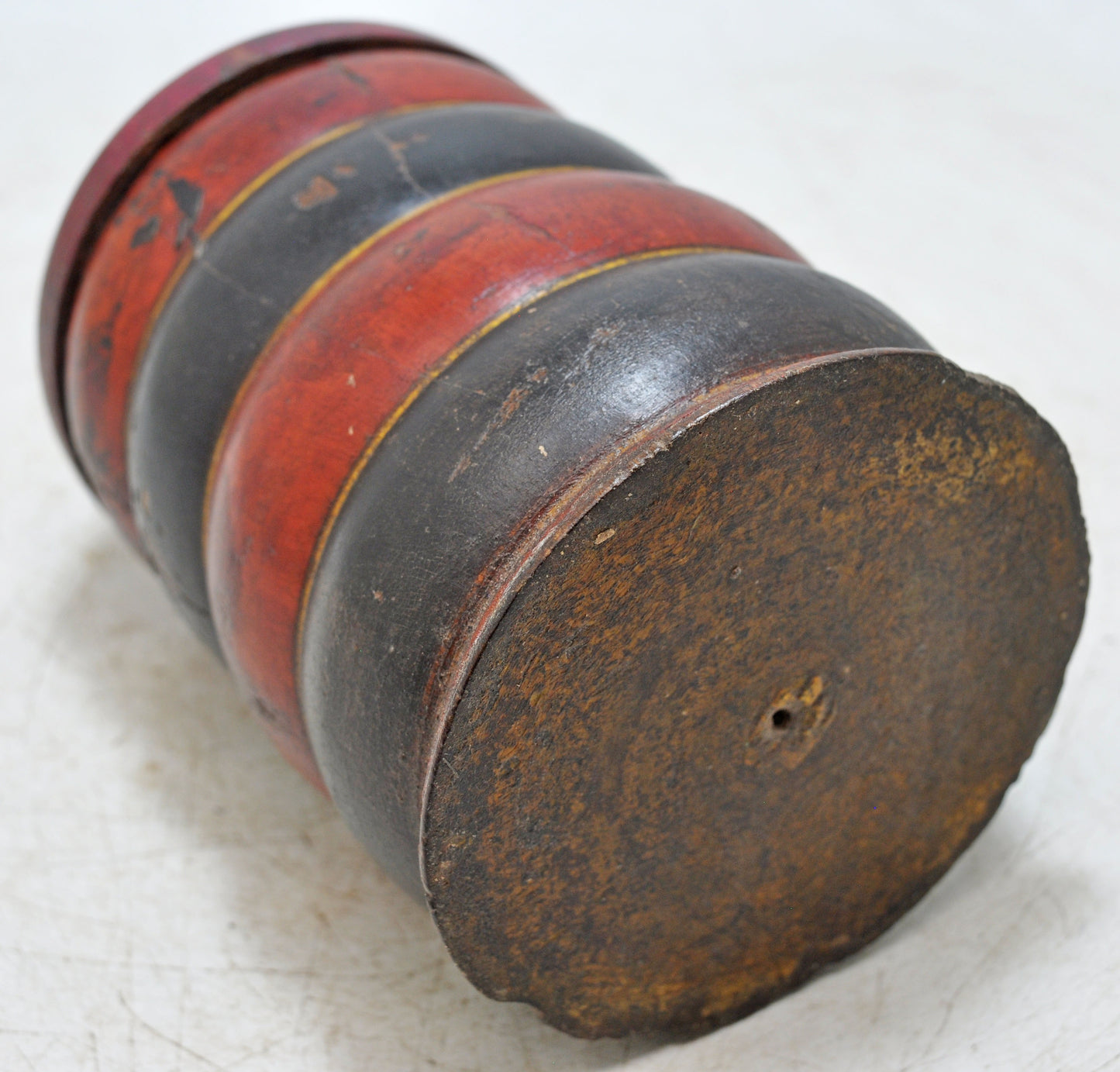 Antique Wooden Lacquer Painted Kum Kum Powder Tika Box Original Old Hand Carved