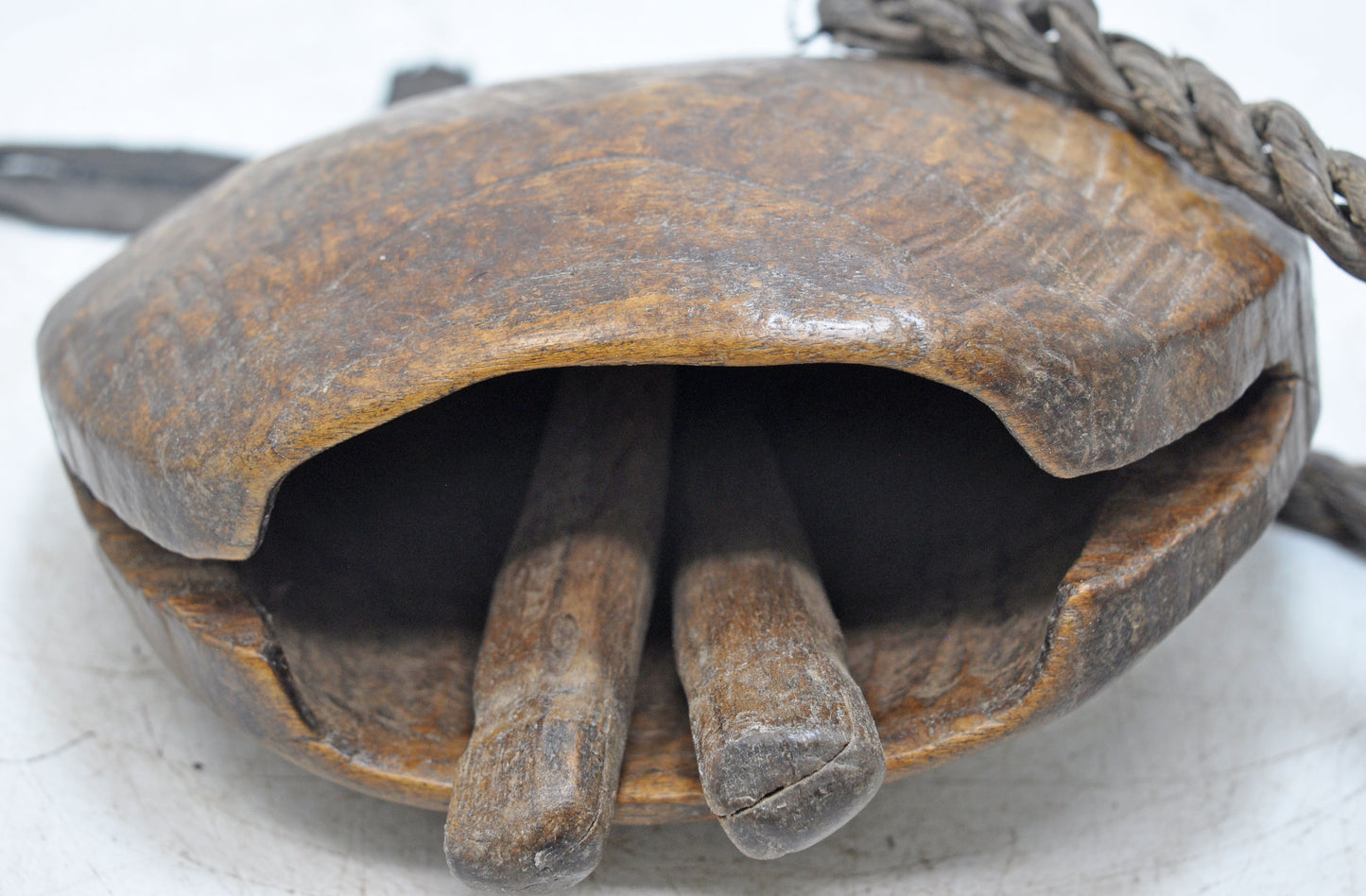 Antique Wooden Animals Cow Bell Original Old Hand Carved