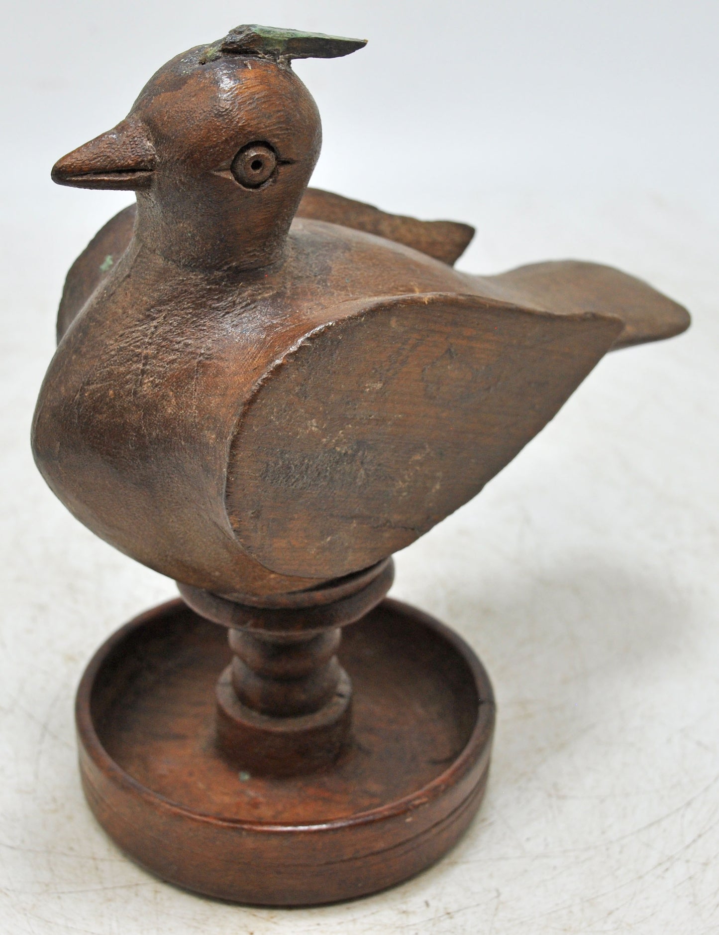 Vintage Wooden Bird Figurine Original Old Hand Carved