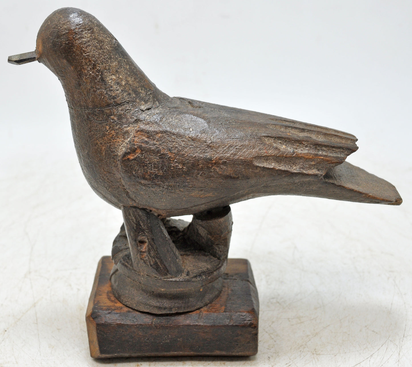 Vintage Wooden Bird Figurine Original Old Hand Carved