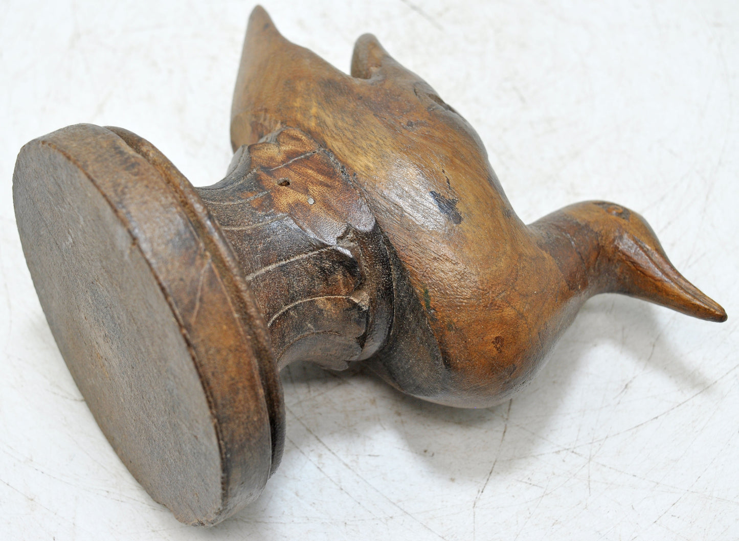 Vintage Wooden Bird Figurine Original Old Hand Carved