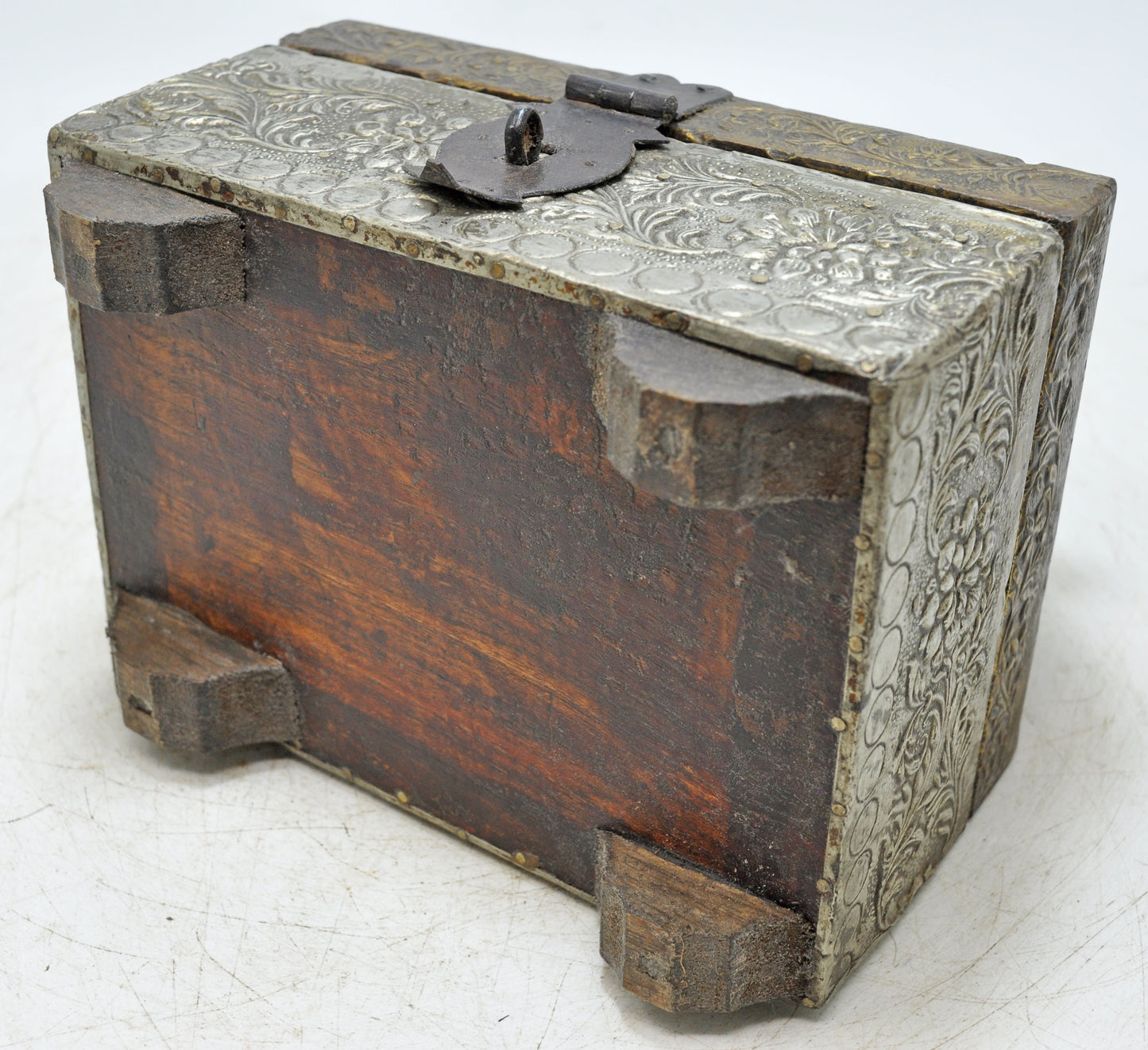 Vintage Wooden Dome Shaped Storage Box Original Old Fine Brass Fitted