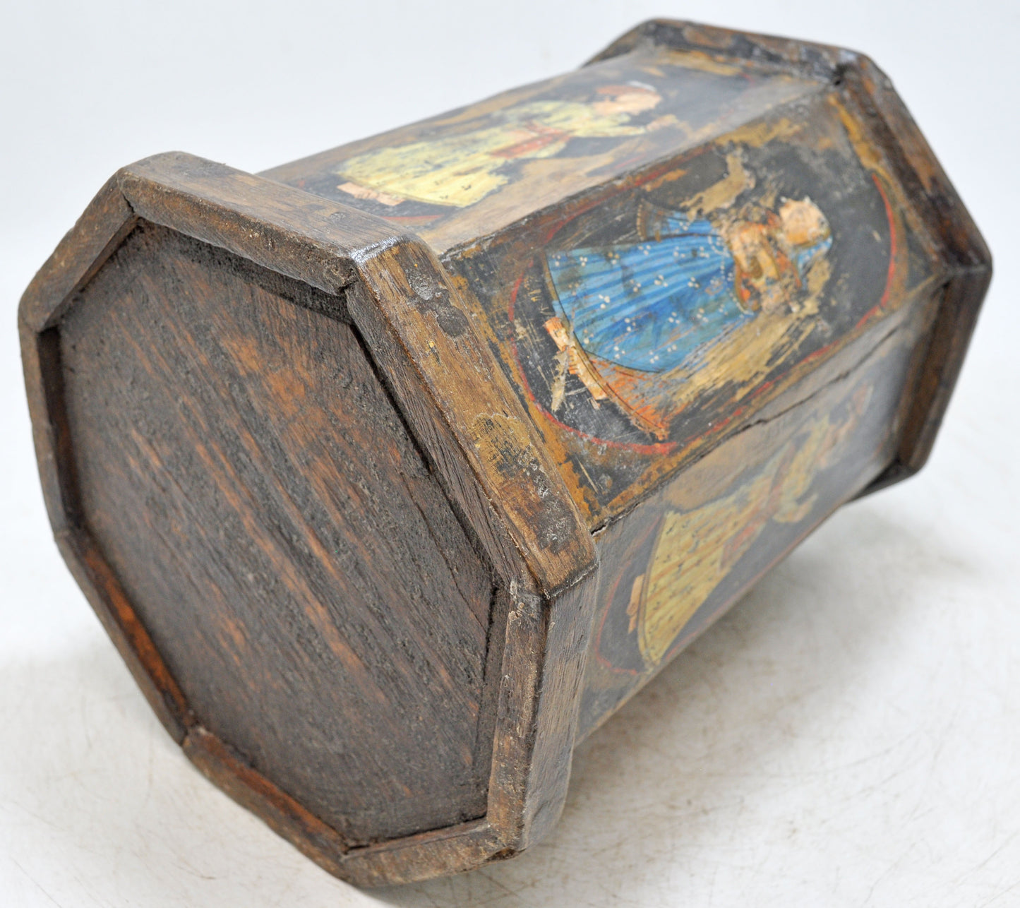 Vintage Wooden Octagonal Planter Pot Original Old Hand Crafted Fine Painted