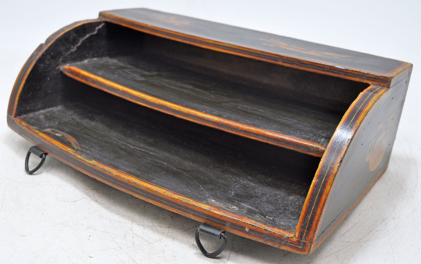 Vintage Wooden Paper Tray Rack Original Old Hand Crafted Painted