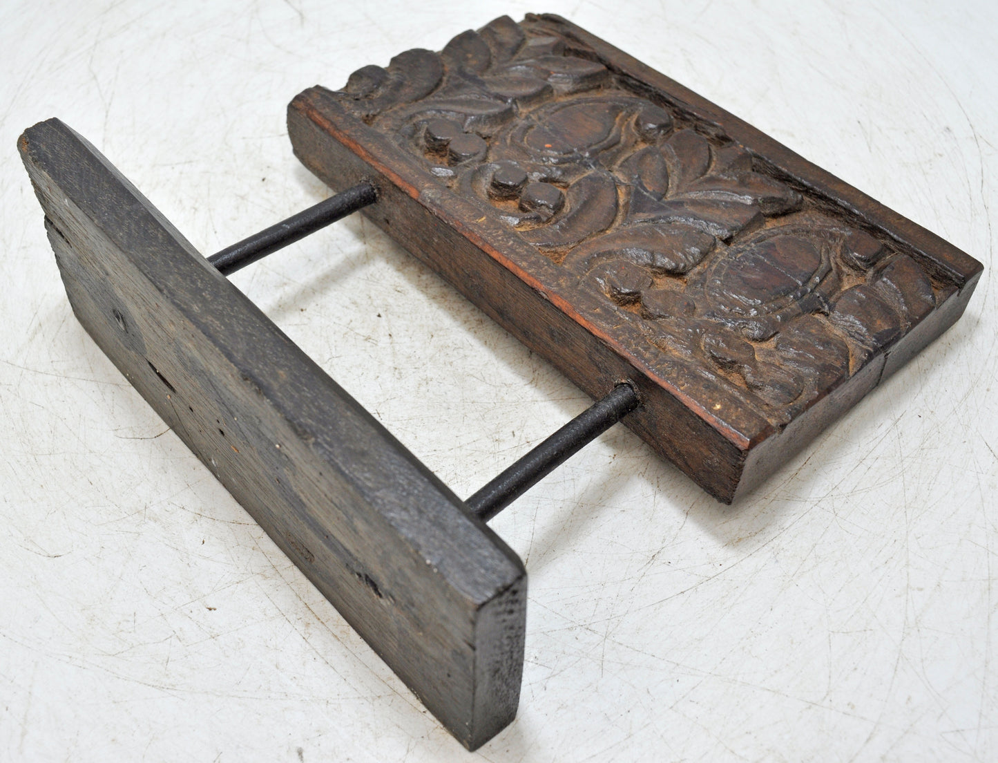 Antique Wooden Floral Carving Panel Plaque Original Old Fine Hand Carved