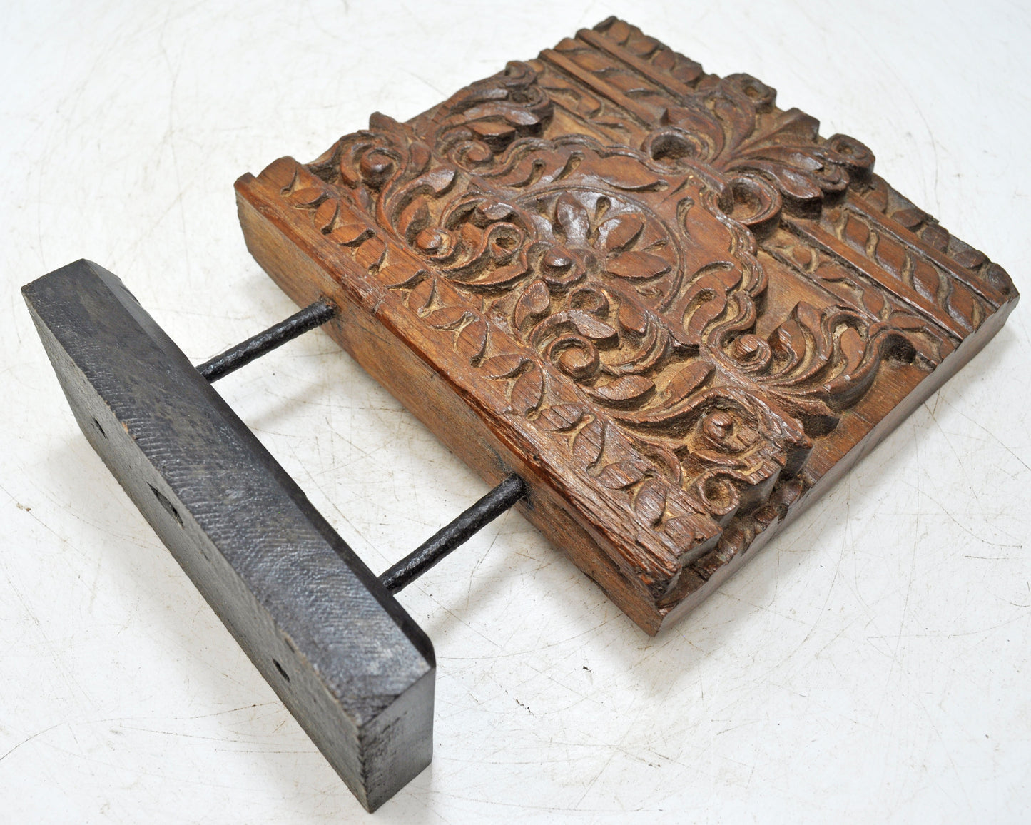 Antique Wooden Floral Carving Panel Plaque Original Old Fine Hand Carved