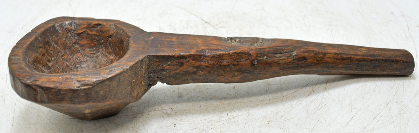 Antique Kitchenware Wooden Long Spoon Original Old Hand Carved