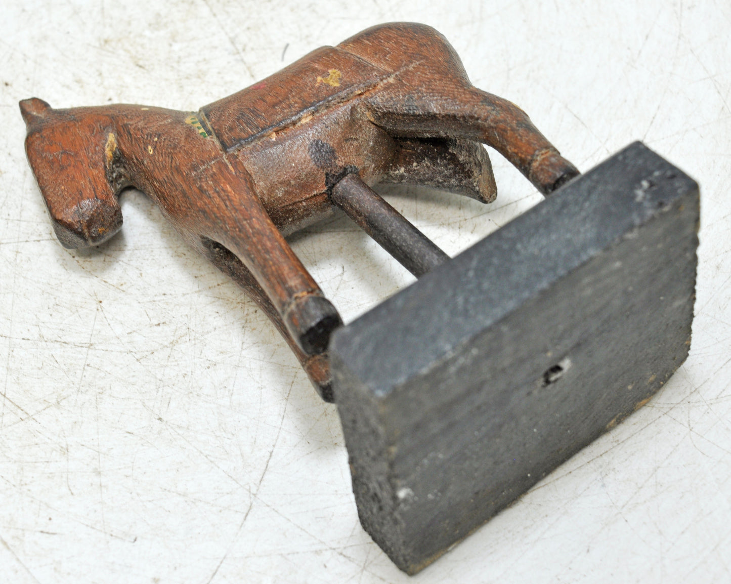 Vintage Wooden Small Horse Figurine Original Old Hand Carved