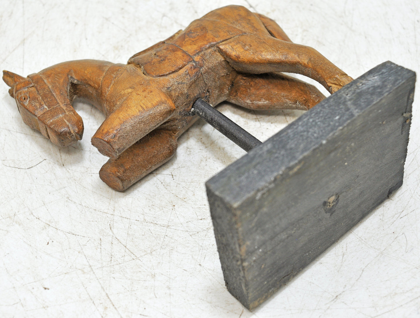 Vintage Wooden Small Horse Figurine Original Old Hand Carved