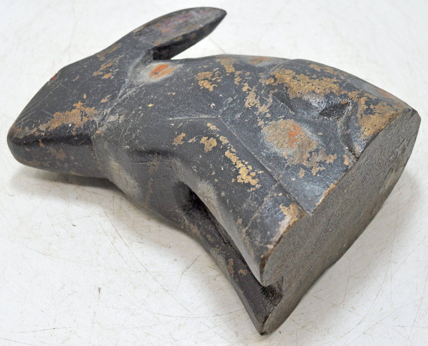 Hand Carved Wooden Rabbit Figurine Rustic Hand Painted