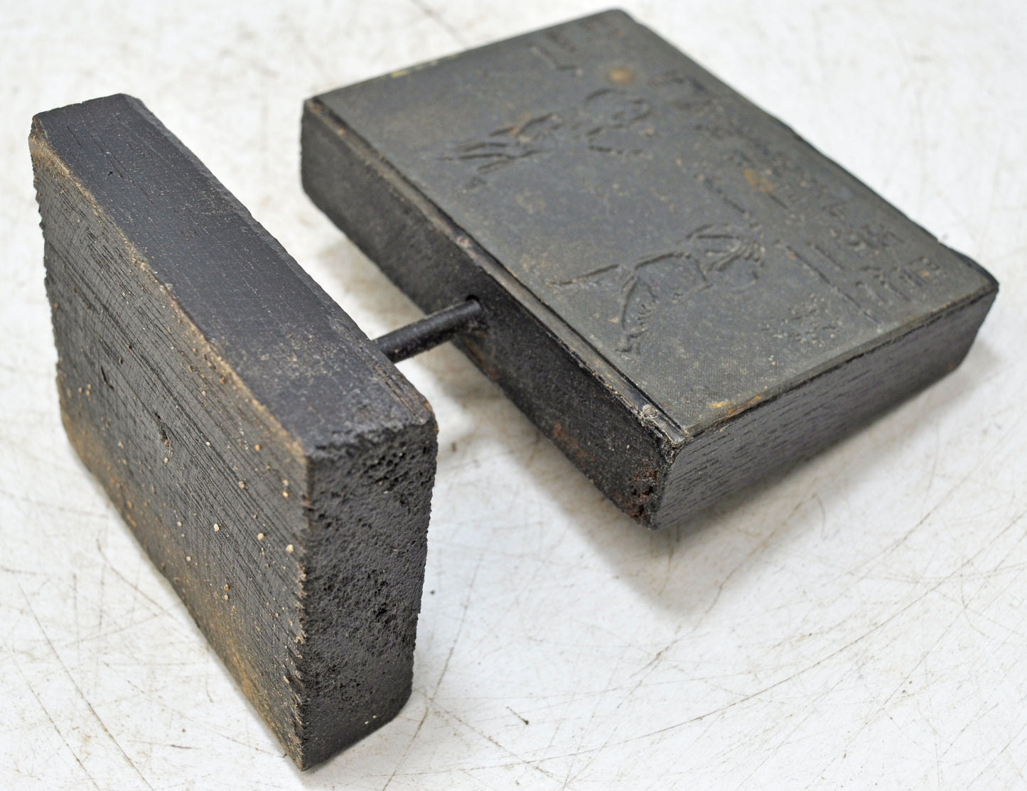 Antique Wooden Metal Printing Press Dye on Stand Original Old Hand Crafted