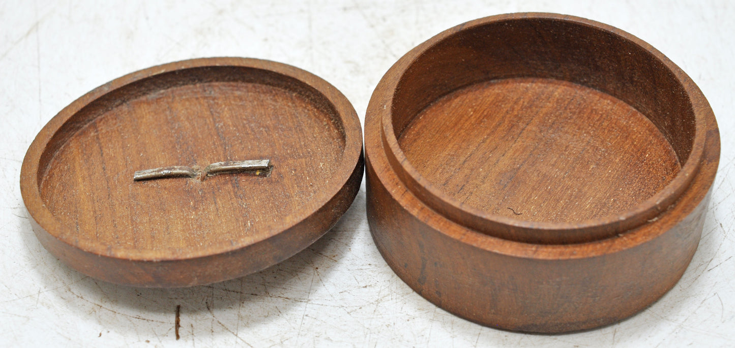 Antique Wooden Round Kum Kum Powder Tika Box Original Old