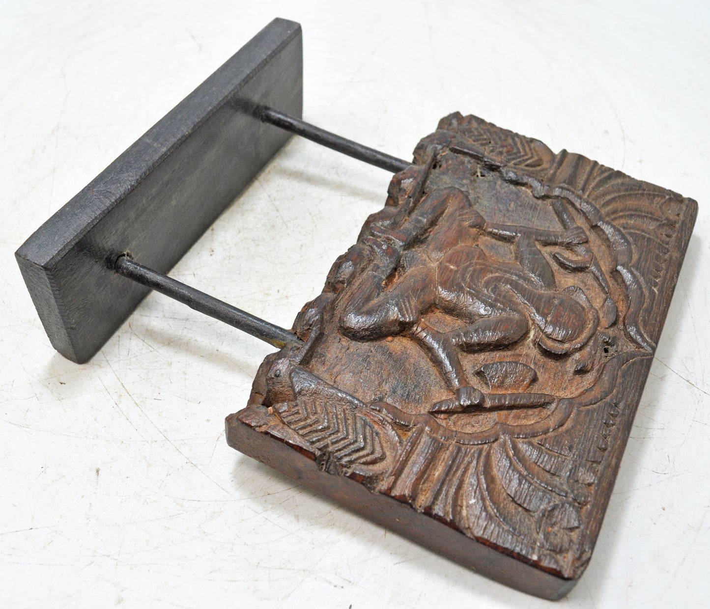 Antique Wooden God Ganesha Idol Panel Plaque Original Old Fine Hand Carved