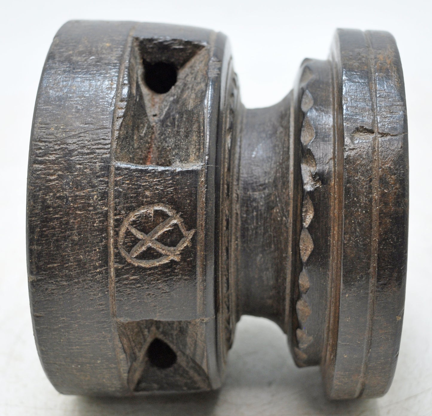 Antique Wooden Agricultural Seed Holder Bijni Original Old Hand Carved