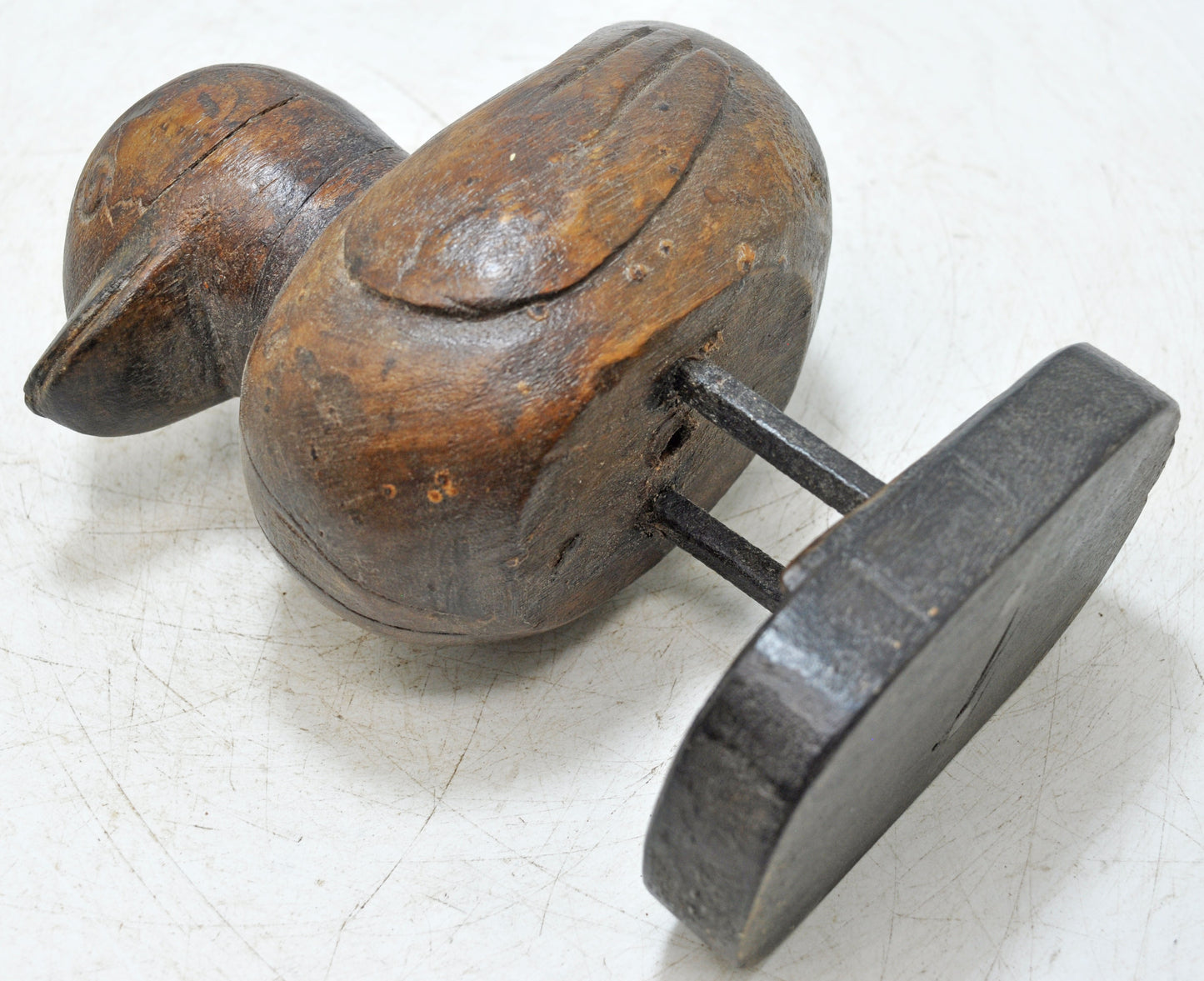 Vintage Wooden Duck Figurine Original Old Hand Carved