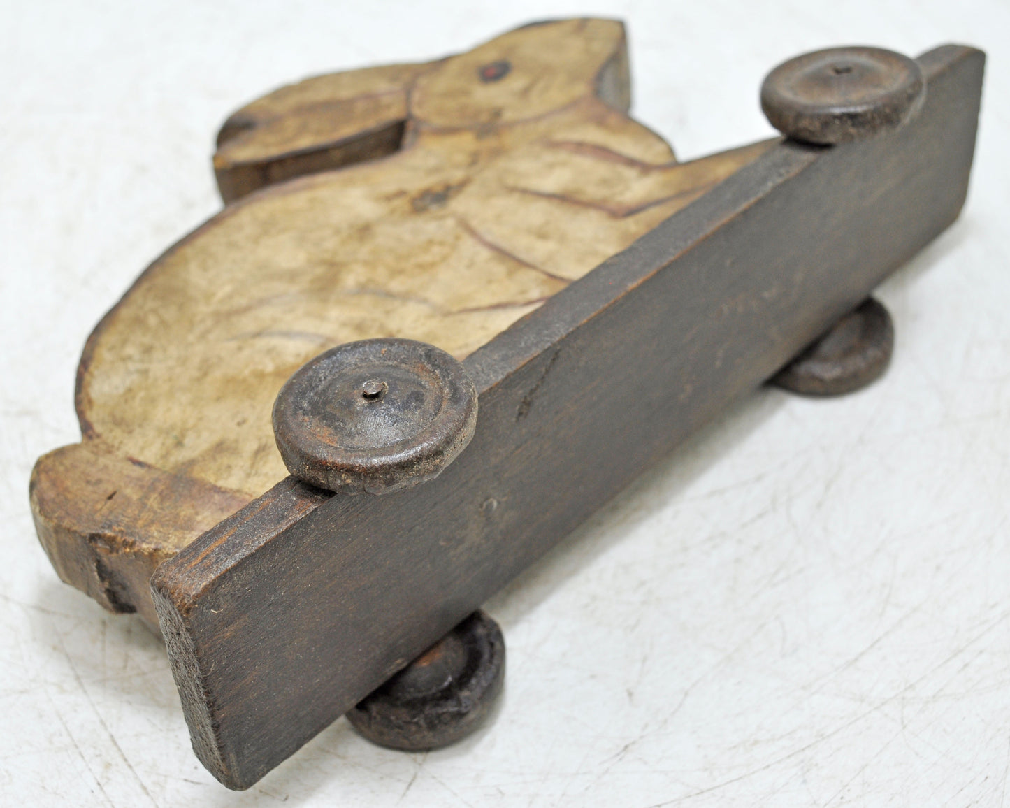 Vintage Wooden Rabbit Figurine Original Old Hand Carved