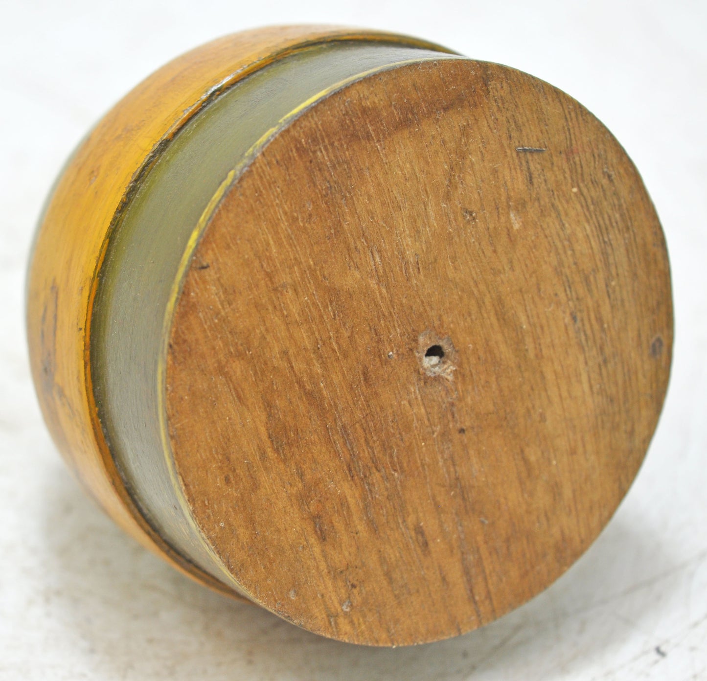 Antique Wooden Round Kum Kum Powder Tika Box Original Old Lacquer Painted
