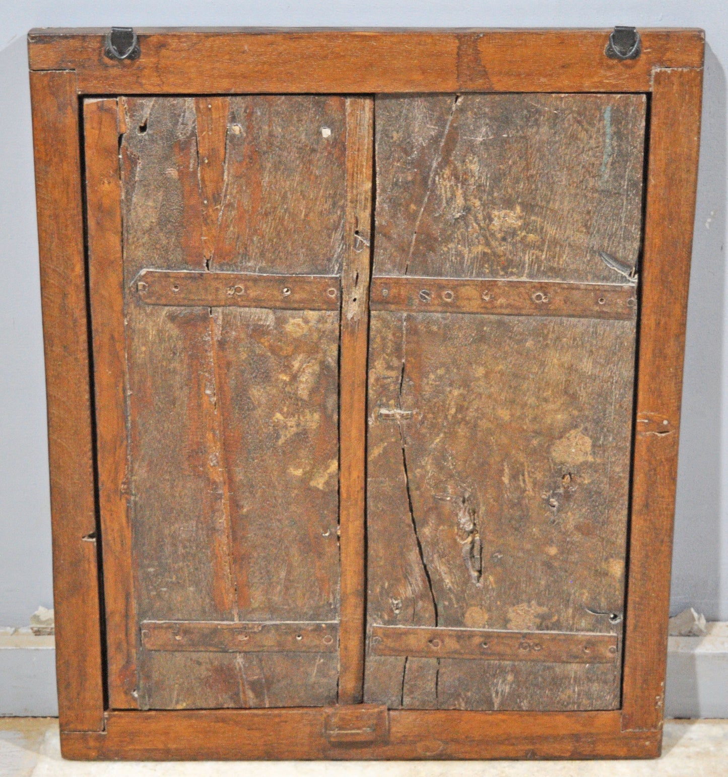 Antique Wooden Wall Hanging Window Panel Frame Original Old Hand Crafted