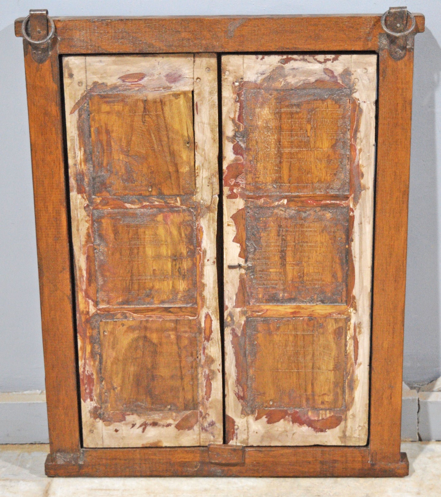 Antique Wooden Wall Hanging Window Panel Frame Original Old Hand Crafted