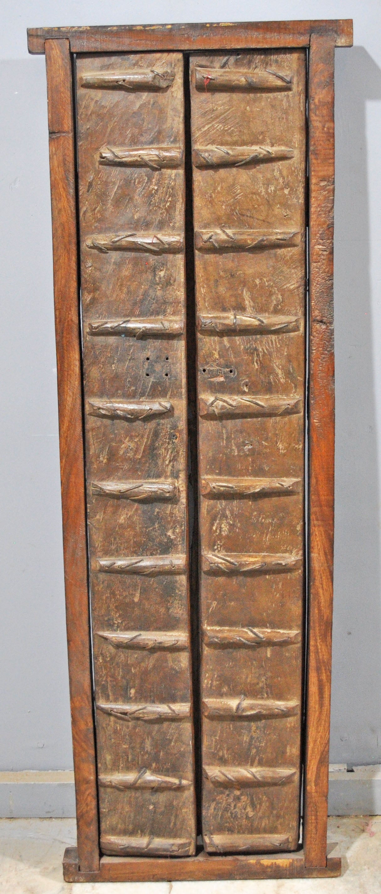 Antique Wooden Large Tall Window Panels With Frame Original Old Very Fine