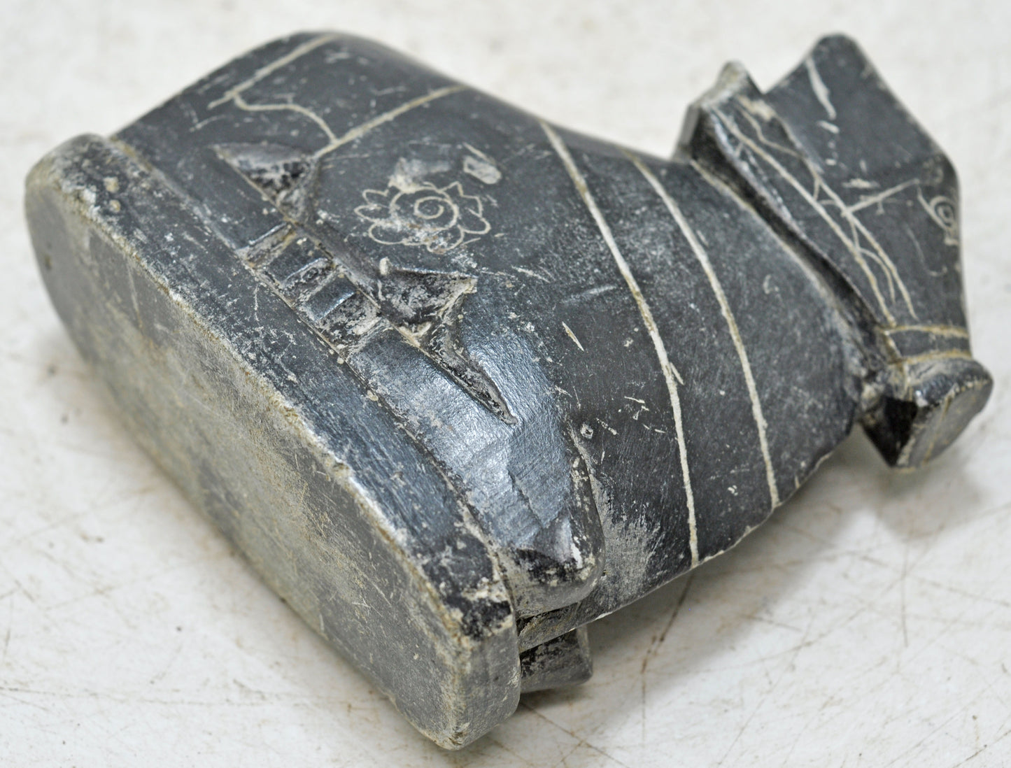 Vintage Black Stone Holy Cow Nandi Figurine Original Old Fine Hand Carved