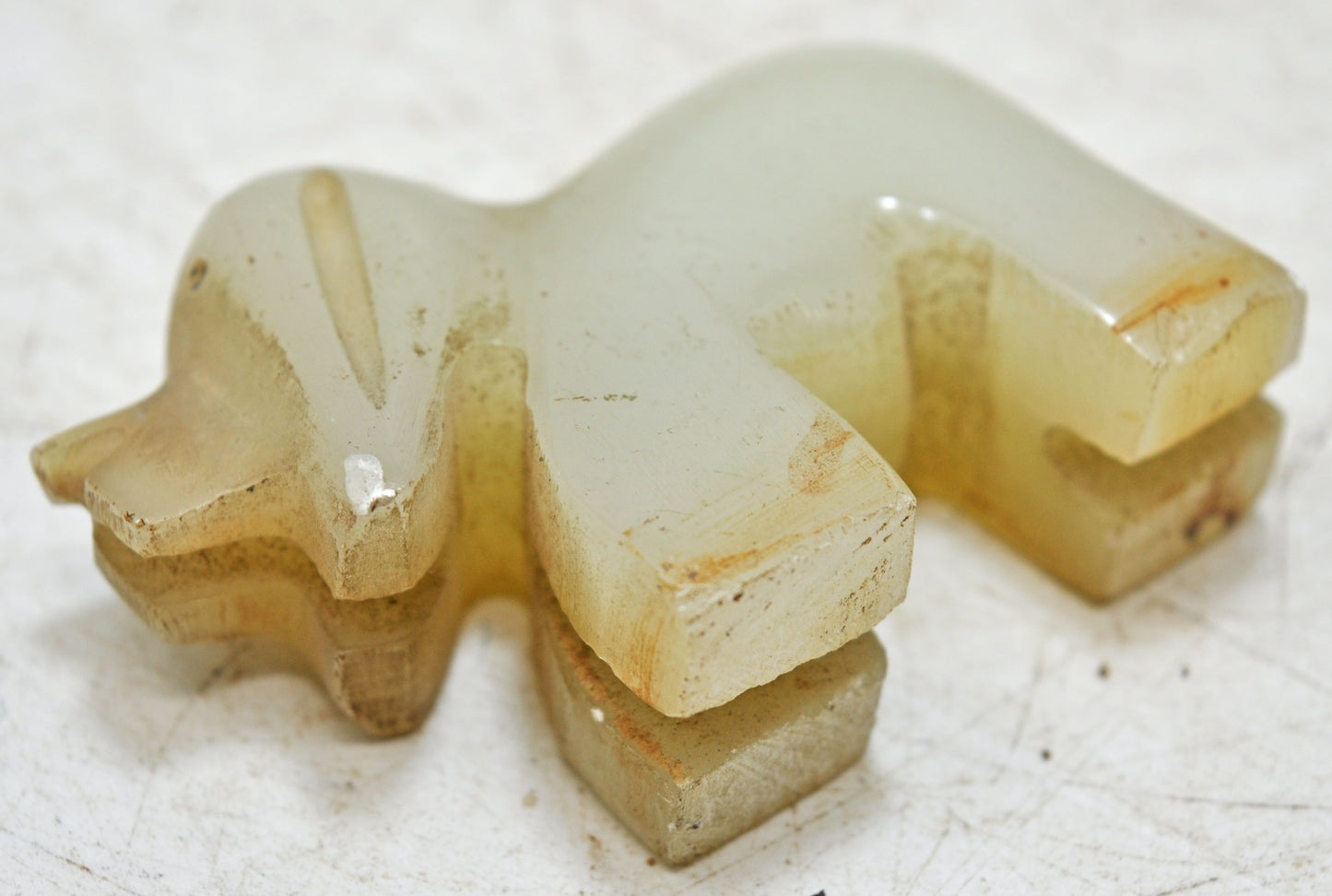 Vintage Semi Precious Agate Stone Small Dog Figurine Original Old Hand Carved