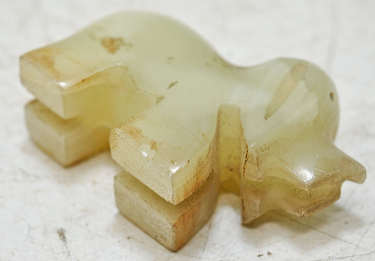 Vintage Semi Precious Agate Stone Small Dog Figurine Original Old Hand Carved