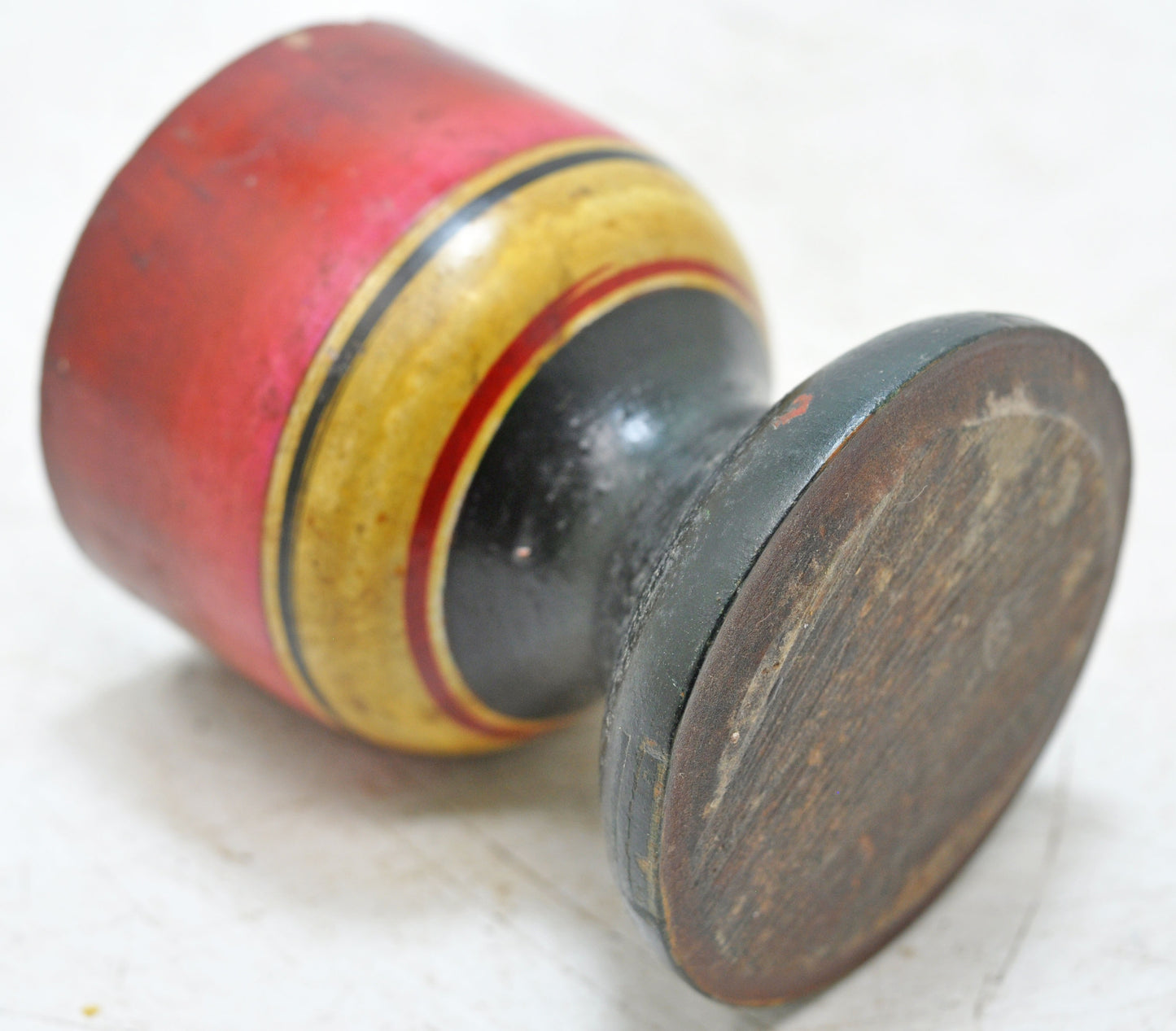 Vintage Wooden Small Cup Glass Original Old Hand Carved Lacquer Painted