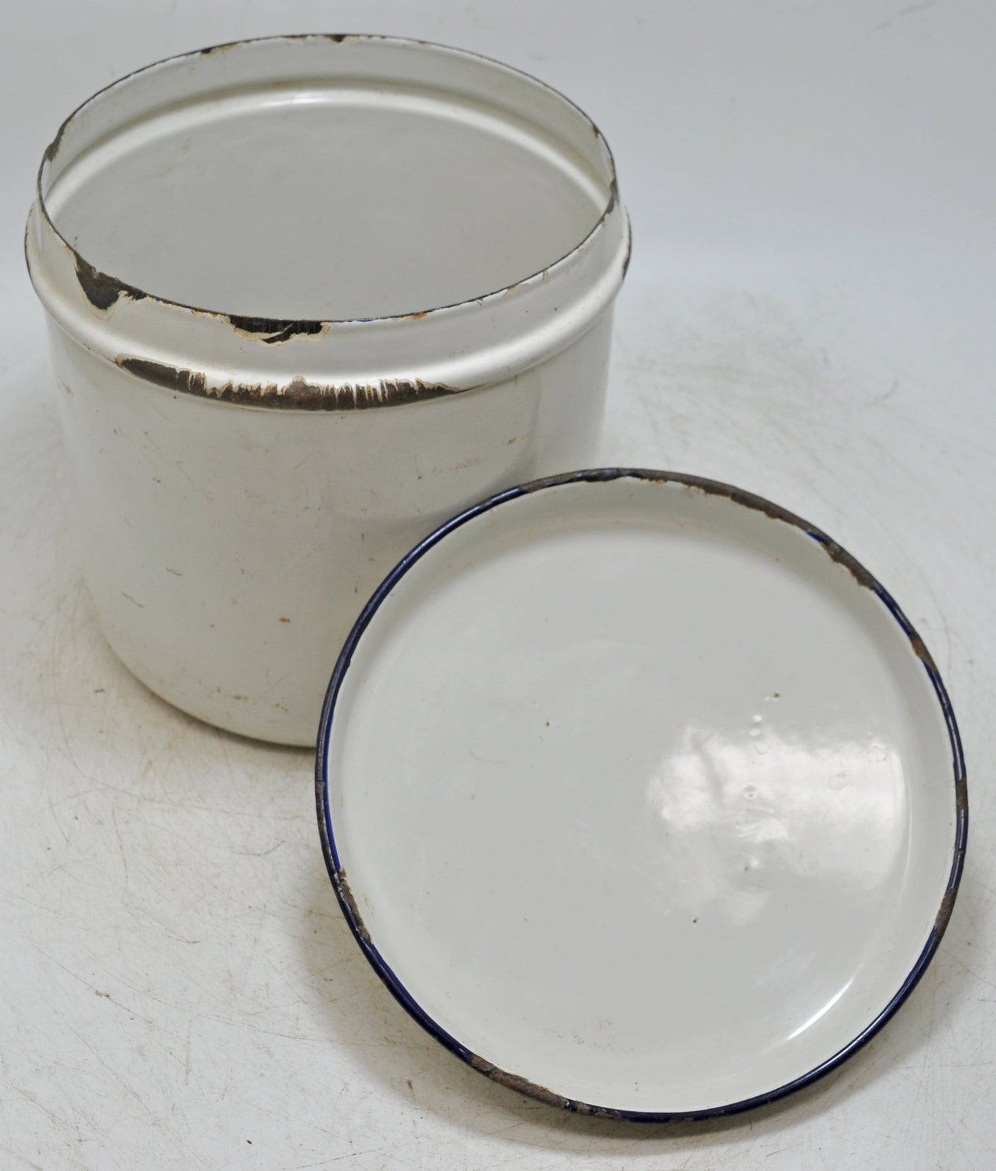 Vintage Iron Enamelware Ice Box Original Old Hand Crafted Enamel Painted