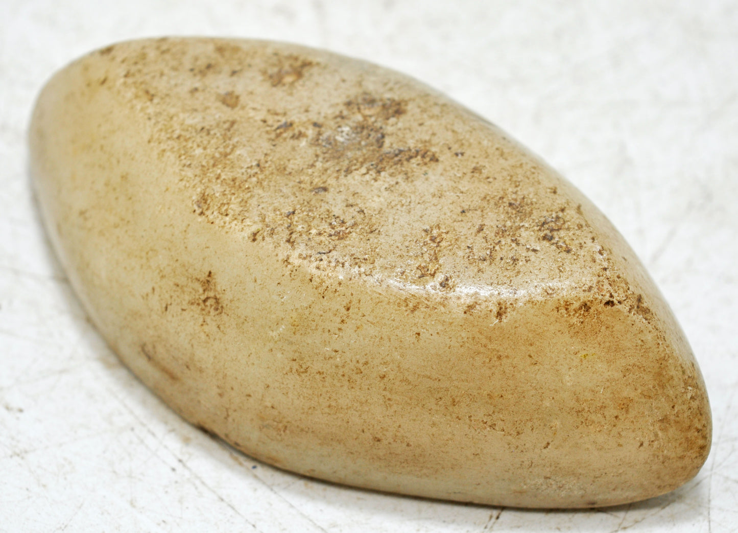 Antique White Marble Oval Spice Grinding Kharal Bowl Original Old Hand Carved