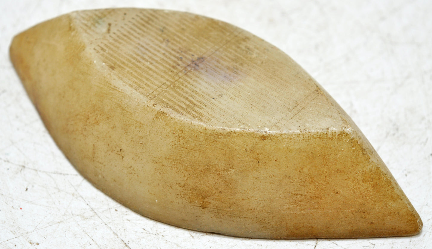 Antique White Marble Oval Spice Grinding Kharal Bowl Original Old Hand Carved