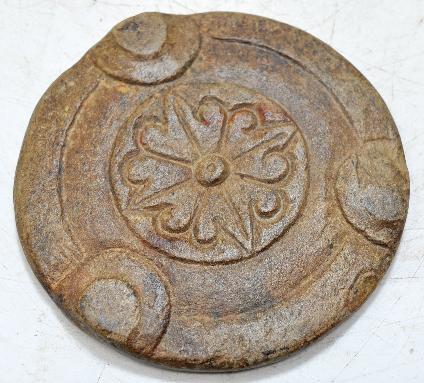 Antique Sand Stone Round Saffron Grinding Plate Original Old Hand Carved