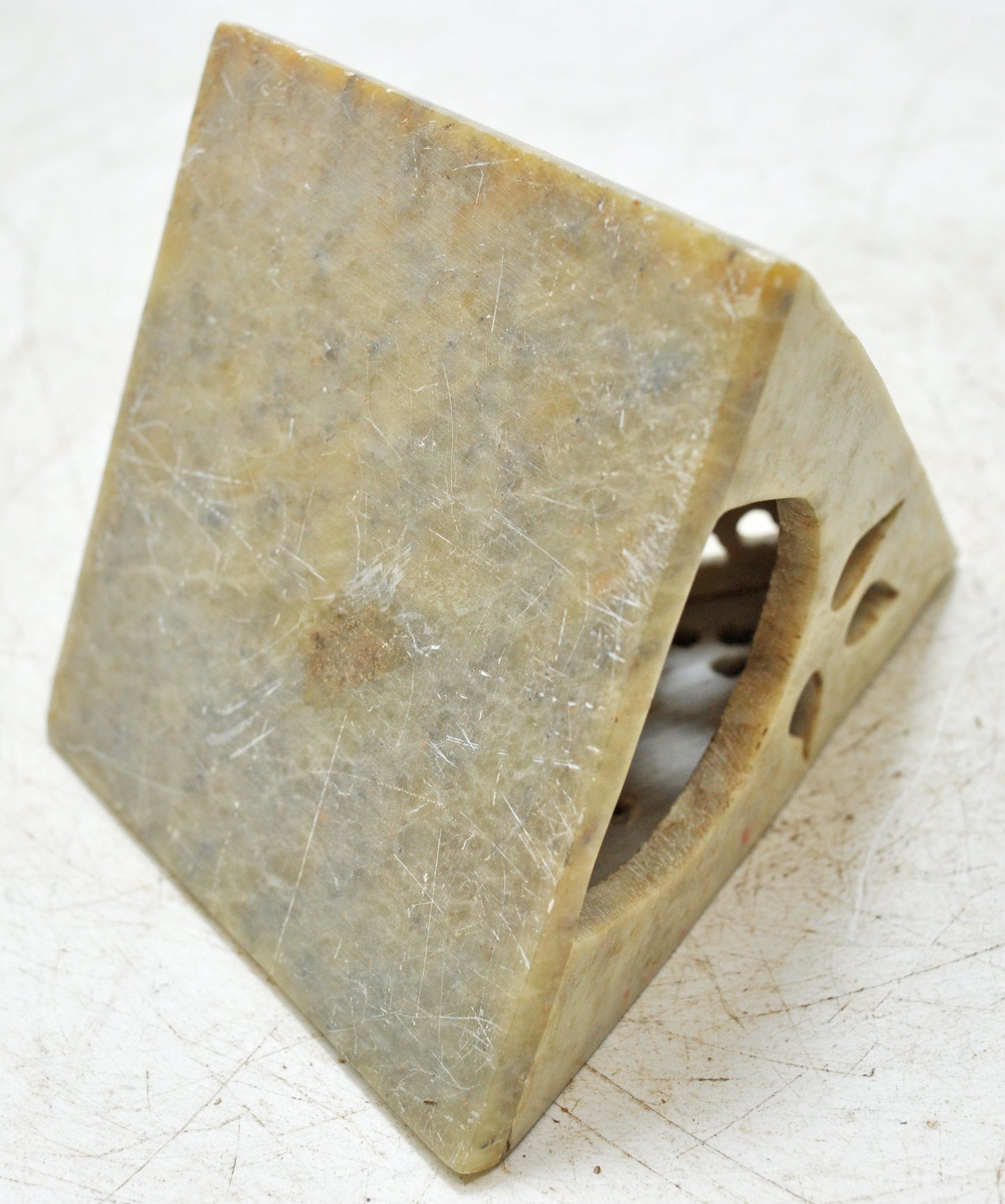 Vintage Soft Stone Pyramid Candle Holder Lamp Original Old Hand Carved