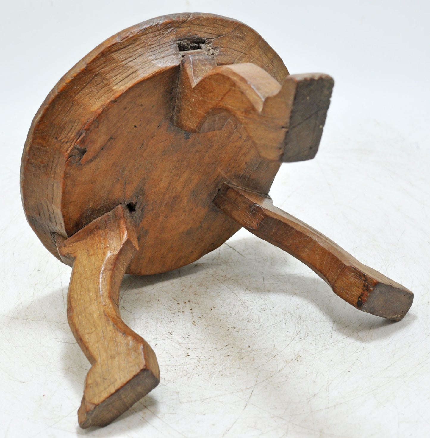 Antique Wooden Small Round Bajot Low Stool Original Old Hand Crafted