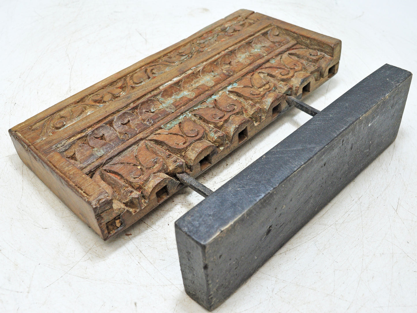 Antique Wooden Floral Carving Panel Plaque Original Old Hand Carved