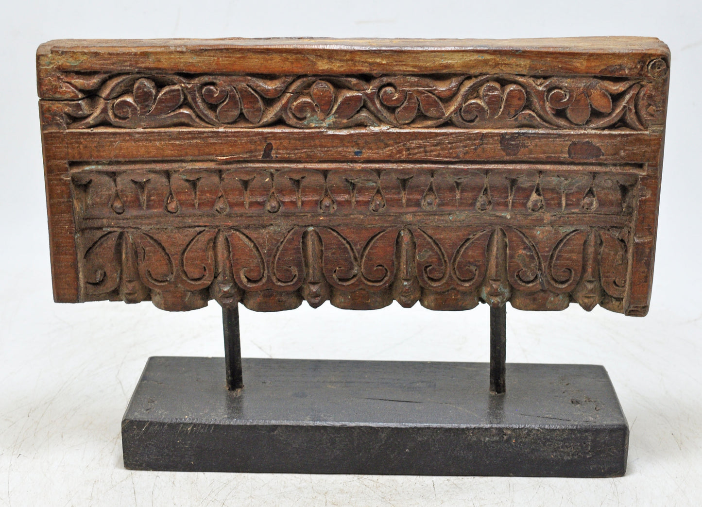 Antique Wooden Floral Carving Panel Plaque Original Old Hand Carved