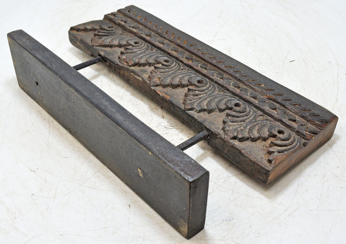 Antique Wooden Floral Carving Panel Plaque Original Old Hand Carved