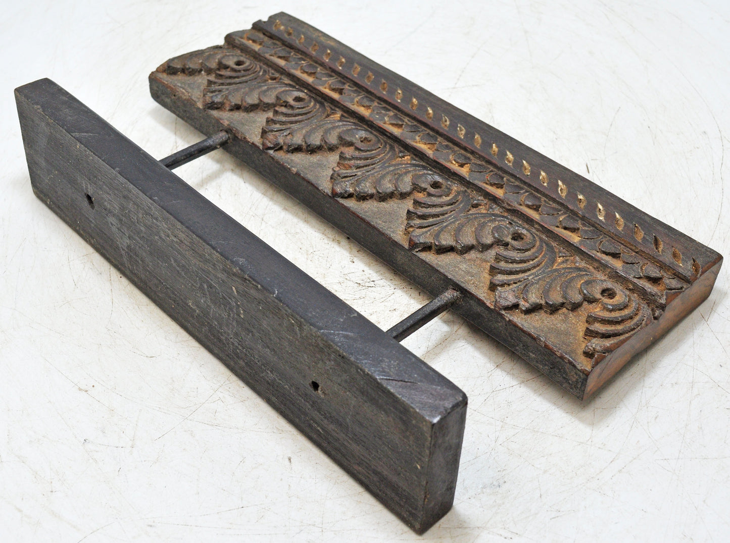 Antique Wooden Floral Carving Panel Plaque Original Old Hand Carved