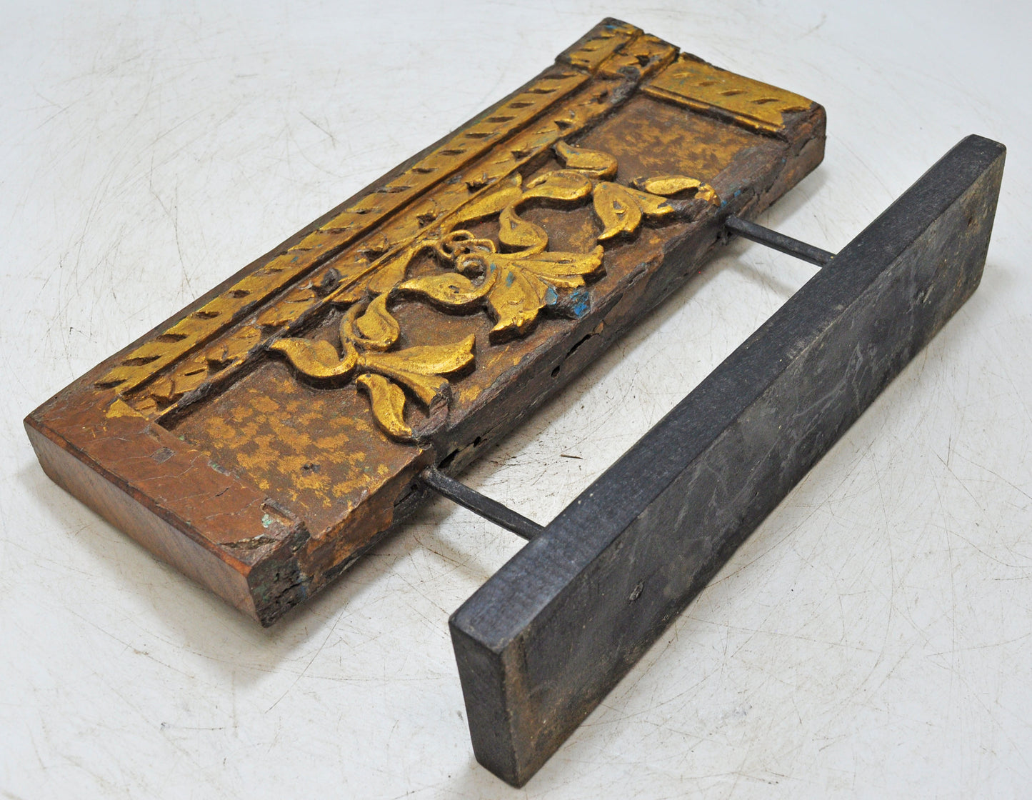 Antique Wooden Floral Carving Panel Plaque Original Old Hand Carved