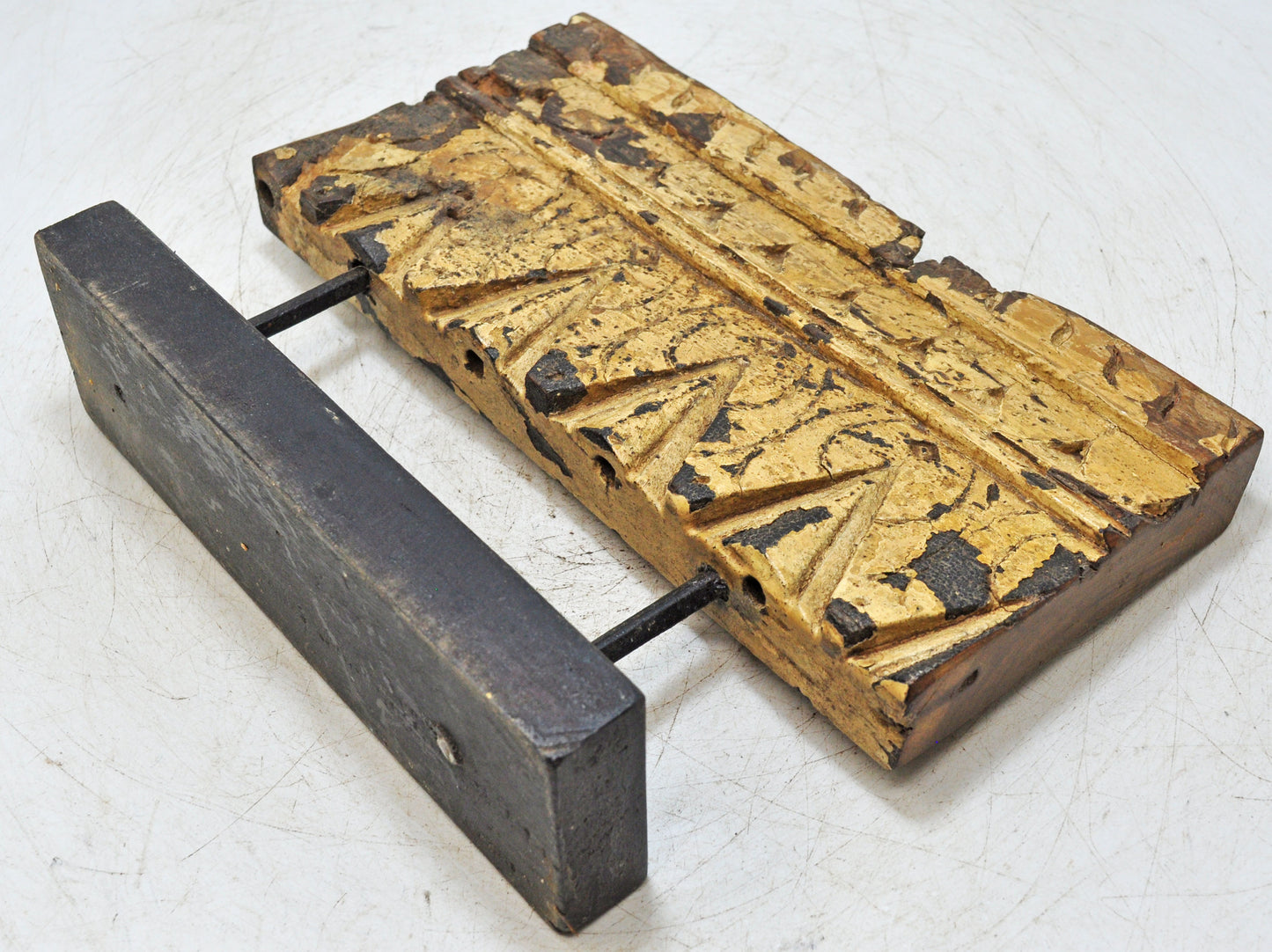 Antique Wooden Floral Carving Panel Plaque Original Old Hand Carved