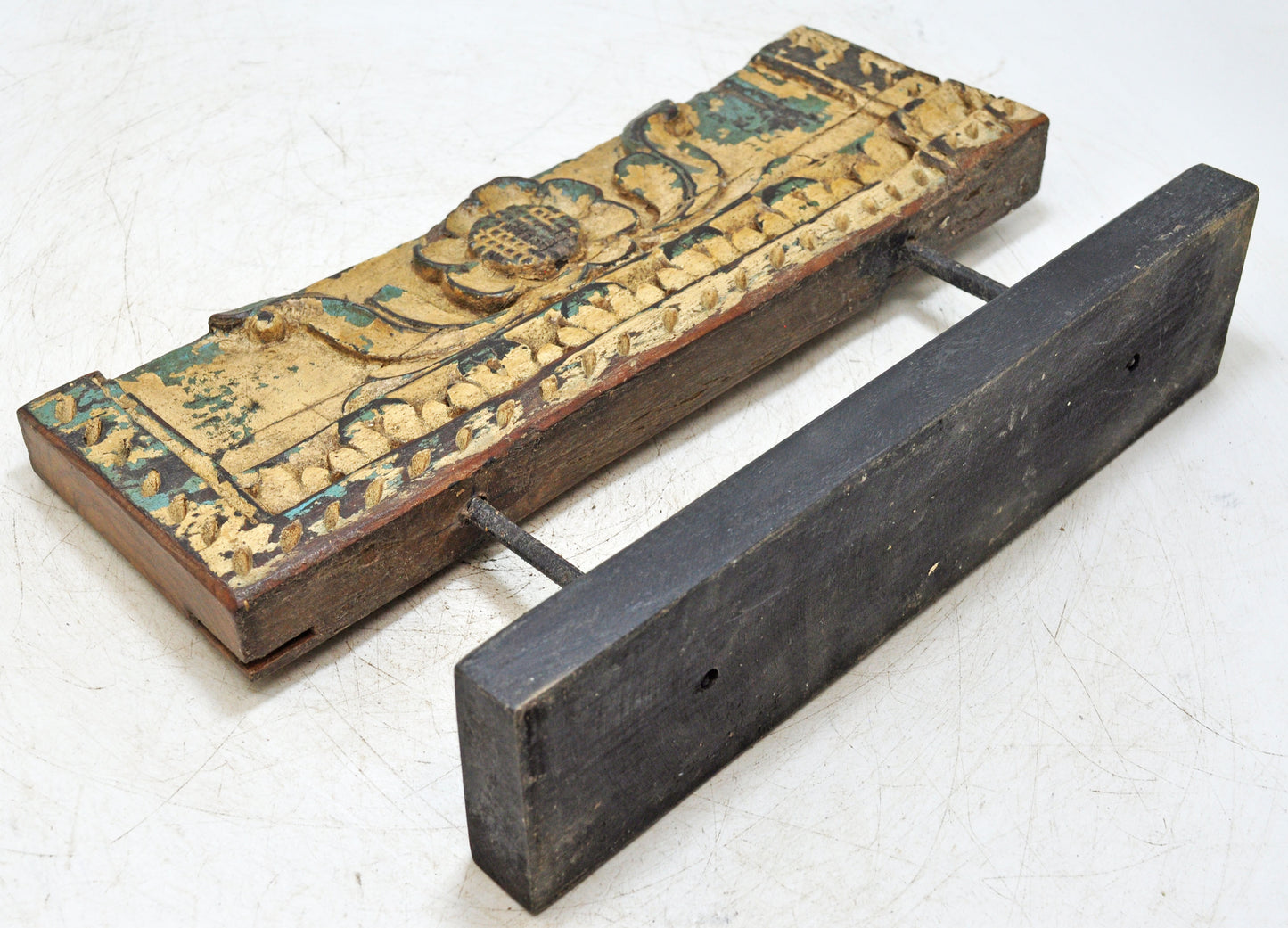 Antique Wooden Floral Carving Panel Plaque Original Old Hand Carved