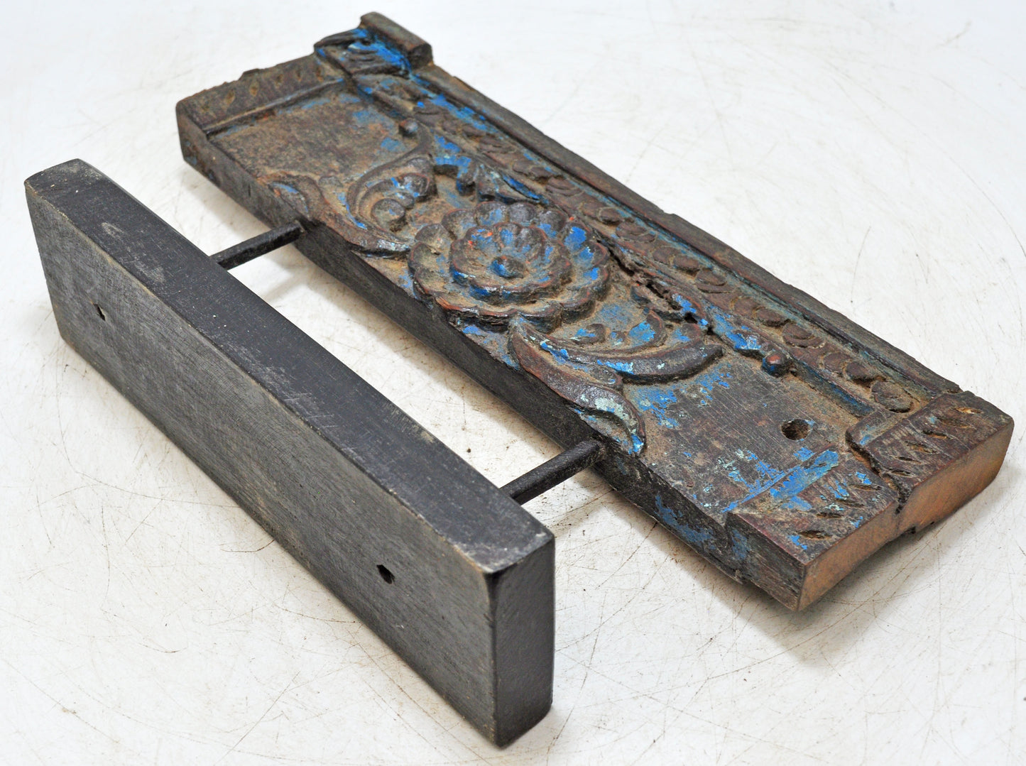 Antique Wooden Floral Carving Panel Plaque Original Old Hand Carved