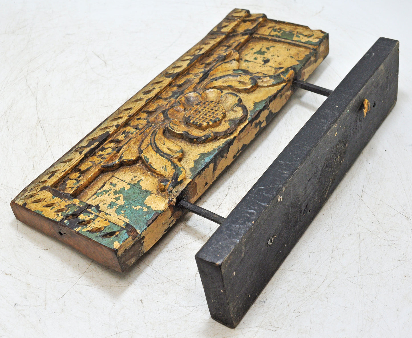 Antique Wooden Floral Carving Panel Plaque Original Old Hand Carved